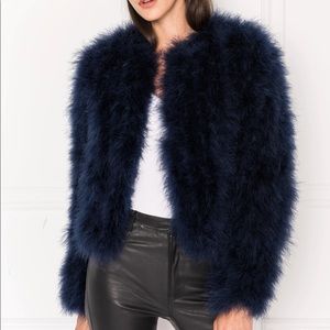 LAMARQUE DEORA  Navy Feather Jacket